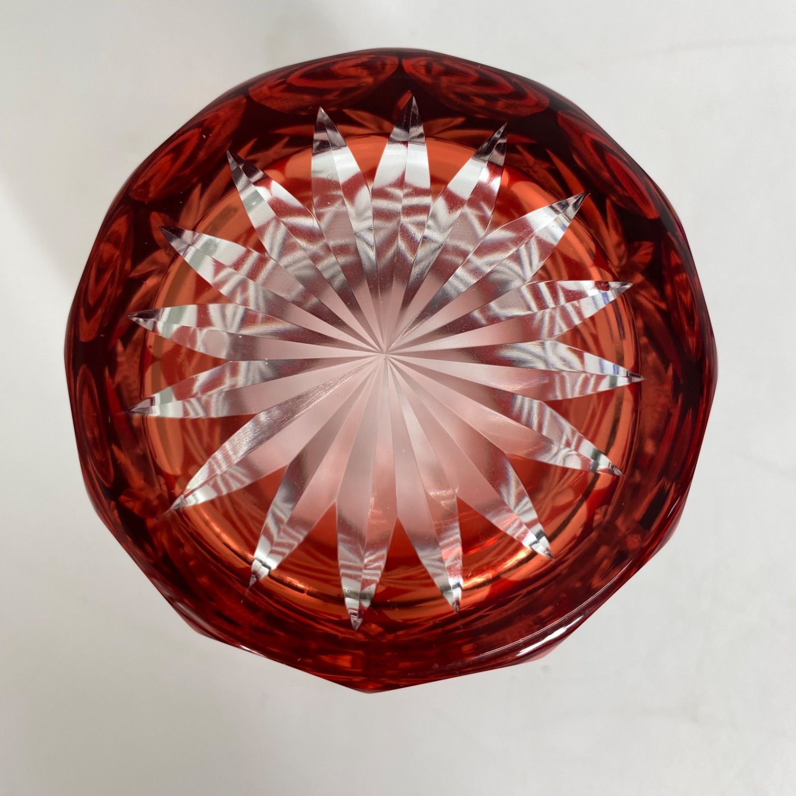 未使用 伝統工芸 正規 江戸切子 彩鳳 ペア ロックグラス 赤＆青 化粧箱