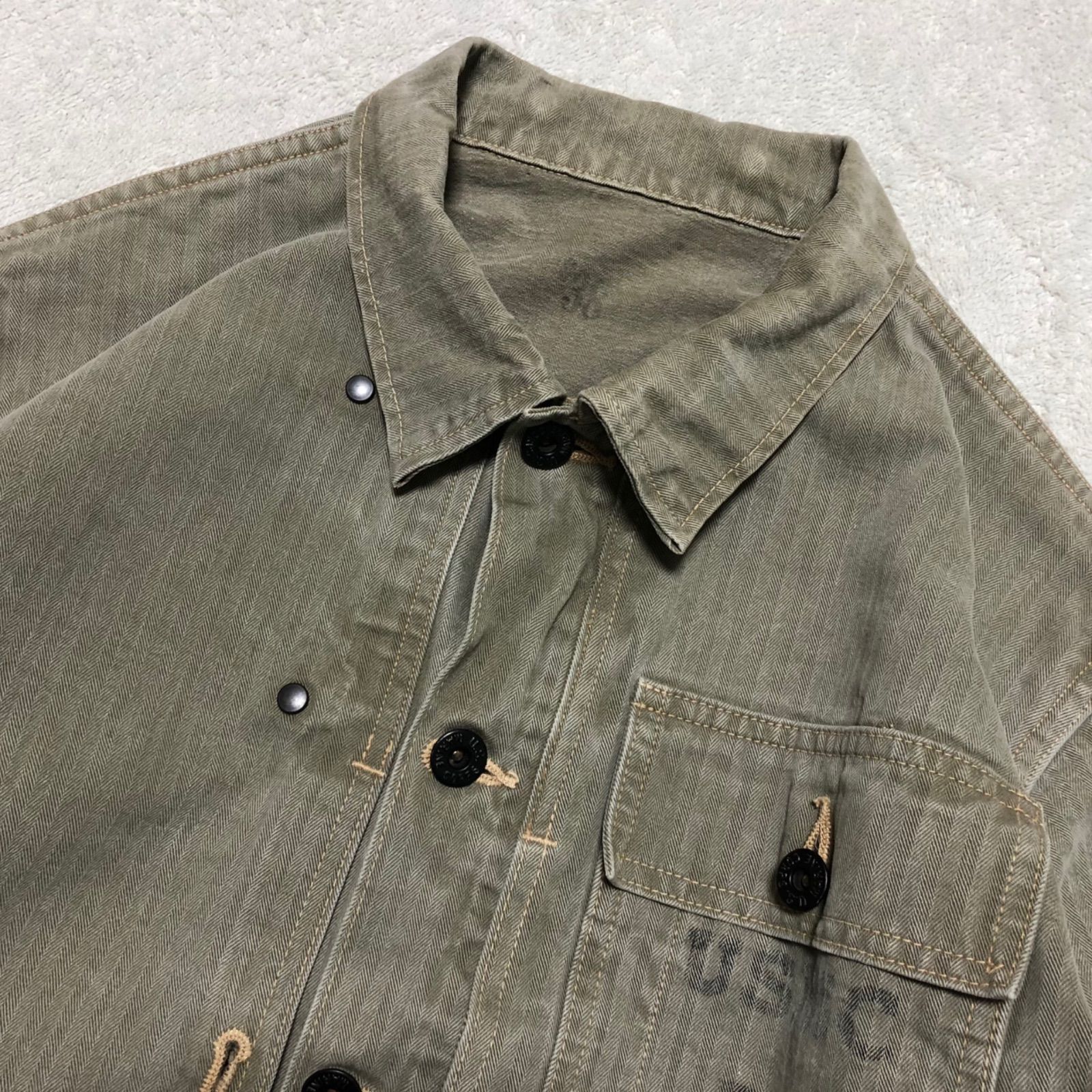 BUZZ RICKSON'S HERRINGBONE UTILITY JACKET HAND PAINT USMC