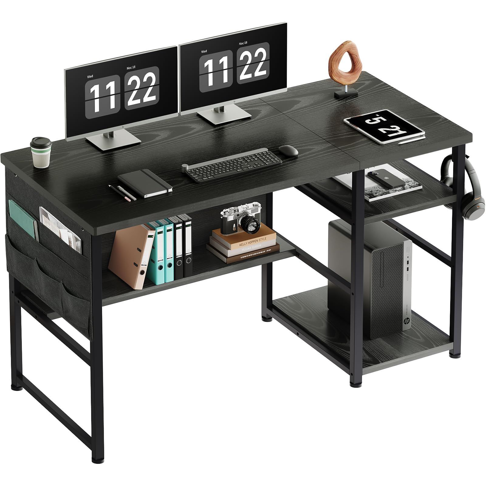 【数量限定】ゲーミングデスク desk computer  幅120cm×奥行50cm  つくえ  pcデスク  机 ラック付きデスク 棚付きデスク 事務机 作業机 120cm ワークデスク デスク 黒い パソコンデスク YeTom