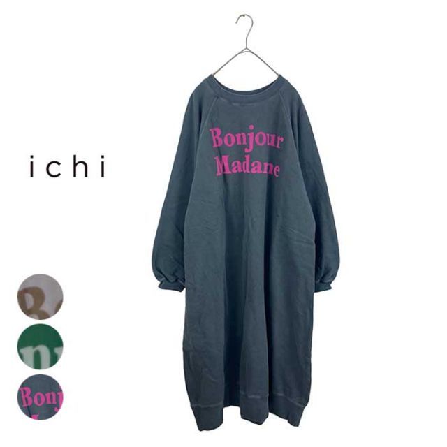 イチ ichi レディース ワンピース 220648 BONJOUR MADAME 裏毛 フロッキープリント カジュアル ナチュラル