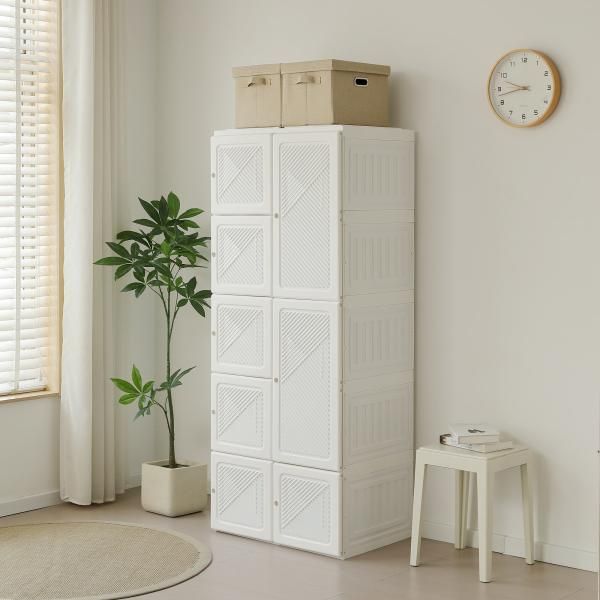 ワードローブ クローゼット 幅69x高さ170cm 折りたたみ式 衣装タンス ハンガーラック付き ワードローブ 折りたたみ式ラック 収納ラック 扉付き 洋服ダンス HOMU-JOURNEY_COM