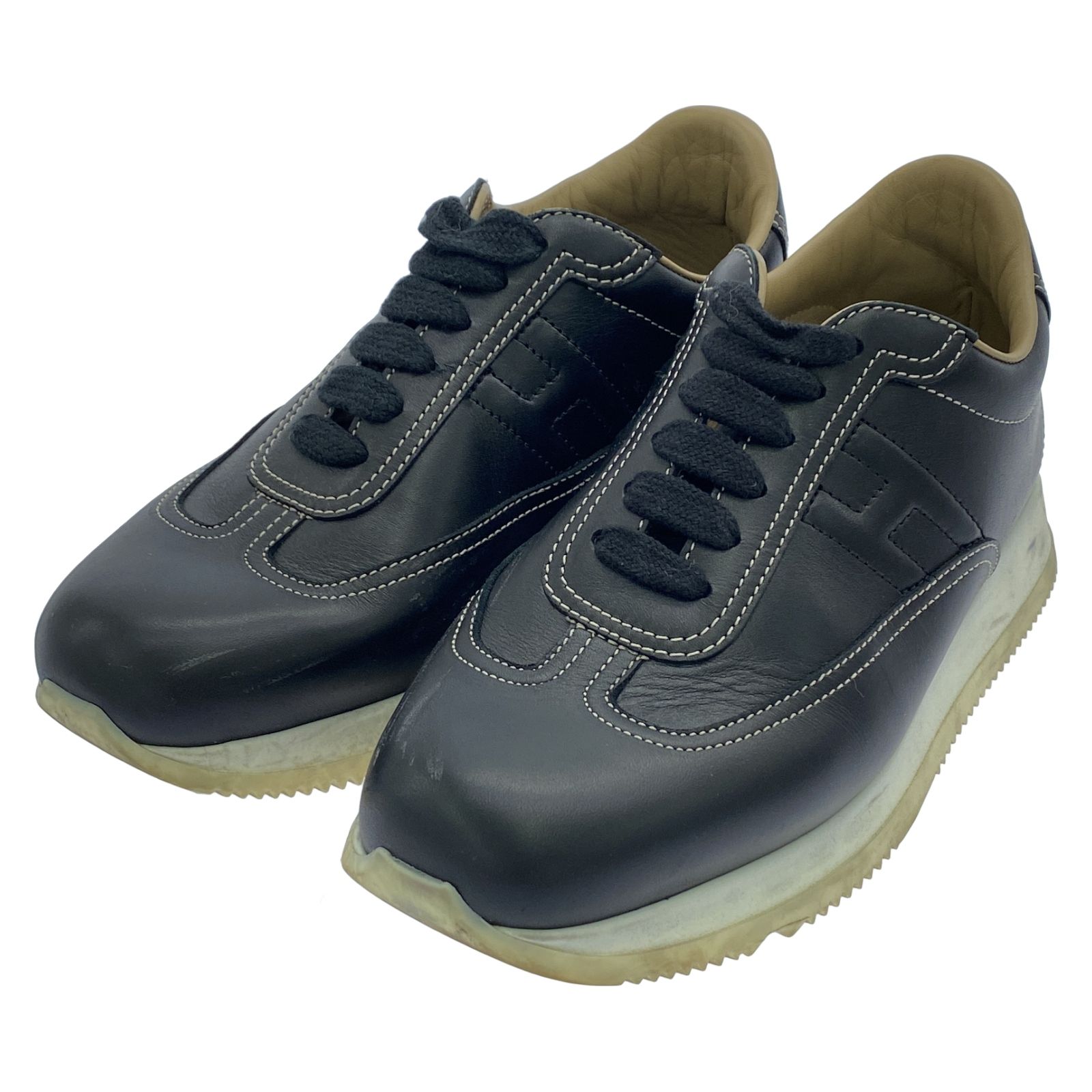 エルメス HERMES スニーカー スニーカー ブラック レザー スニーカー