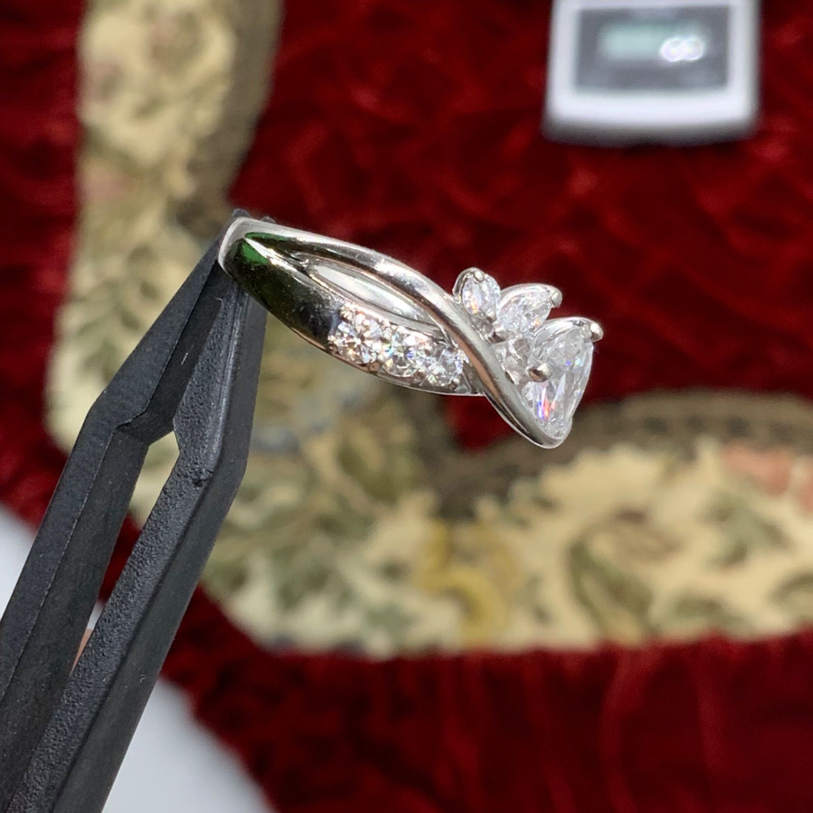 pt900 ダイヤモンドリング 7.3g 0.608ct 0.40ct 約11号 鑑定書