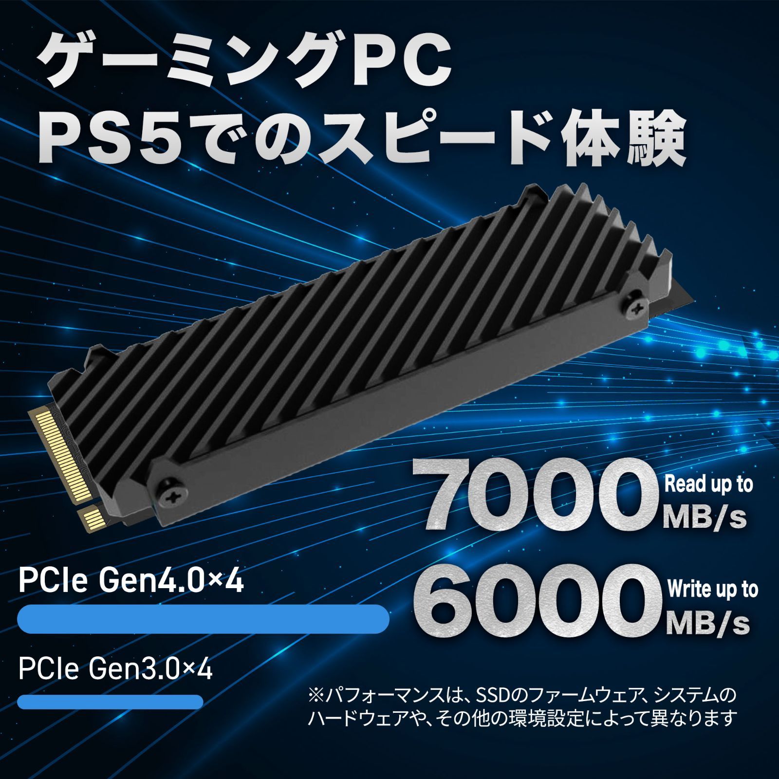 Monster Storage 2TB NVMe SSD PCIe Gen 4×4 最大読込: 7,000MB/s PS5確認済み M.2 Type 2280 内蔵 SSD 3D TLC MS950G75PCIe4HS-02TB