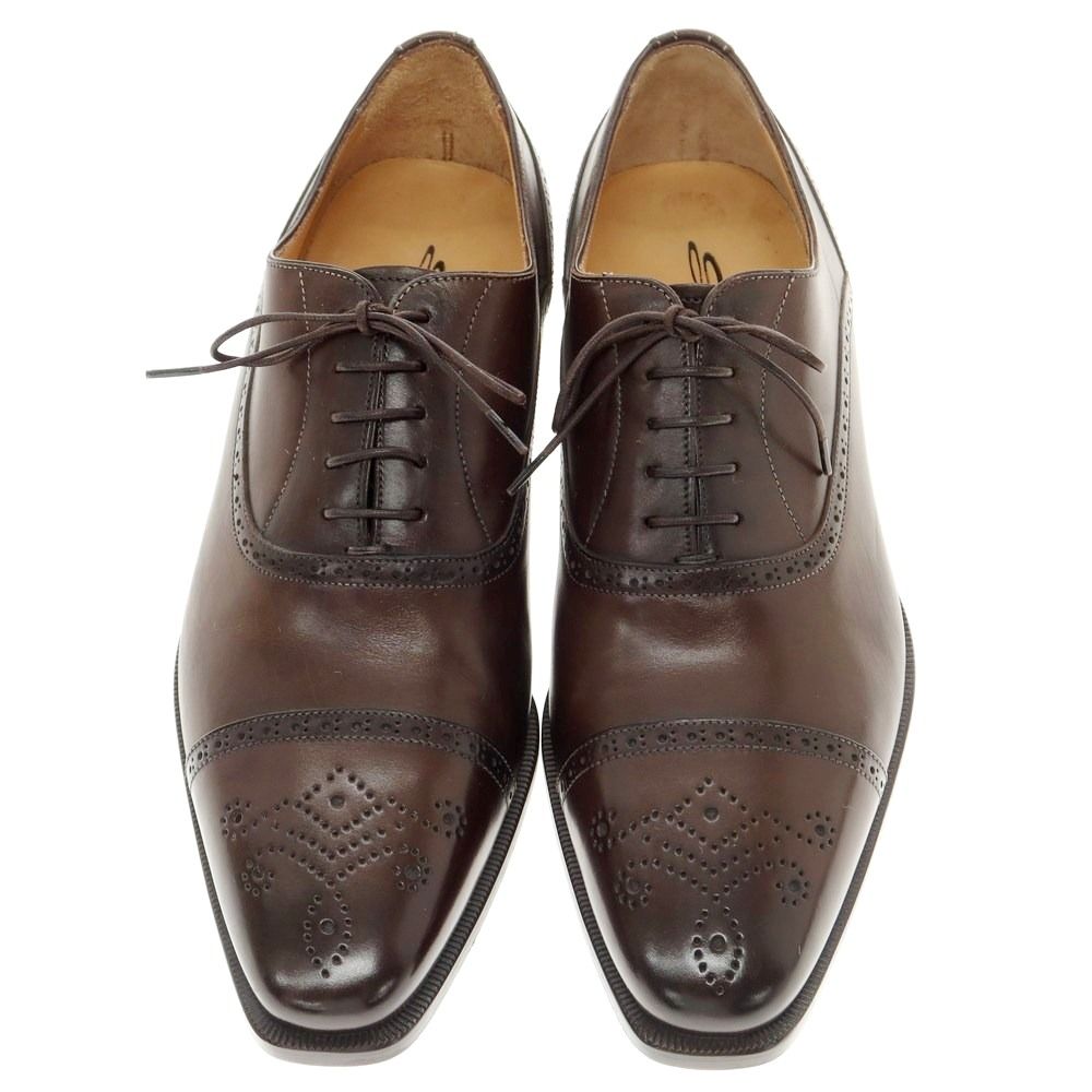 中古】【未使用】サントーニ Santoni セミブローグ ドレスシューズ