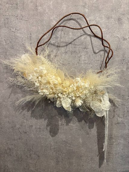 No.７ 実店舗あり ホワイトリース ツル ドライフラワー アレジメント クリスマス 白 リース