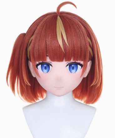 全頭マスク カツラ付き ロック付き NO.222 フルマスク ドール ヘッドロリータ人形 コスプレ 変身 仮装 着ぐるみ 二次元美少女