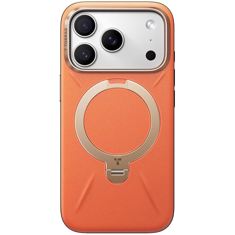 TORRAS iPhone 17 Pro 用 ケース 新感覚レザー スキンタッチ Ostand Q3 レザートーン MagSafe対応 リング スタンド 360°定点回転 縦横両対応 マグネット搭載 革 カメラコントロールボタン 米軍規格 耐衝撃 指紋防止 フ