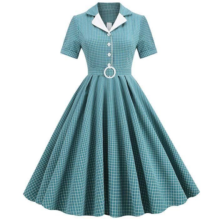 新品✨ワンピ♡レトロ感夏のクラシックシンプルワンピース ゴールドボタンクラシカルワンピース br16-1 – Q'e