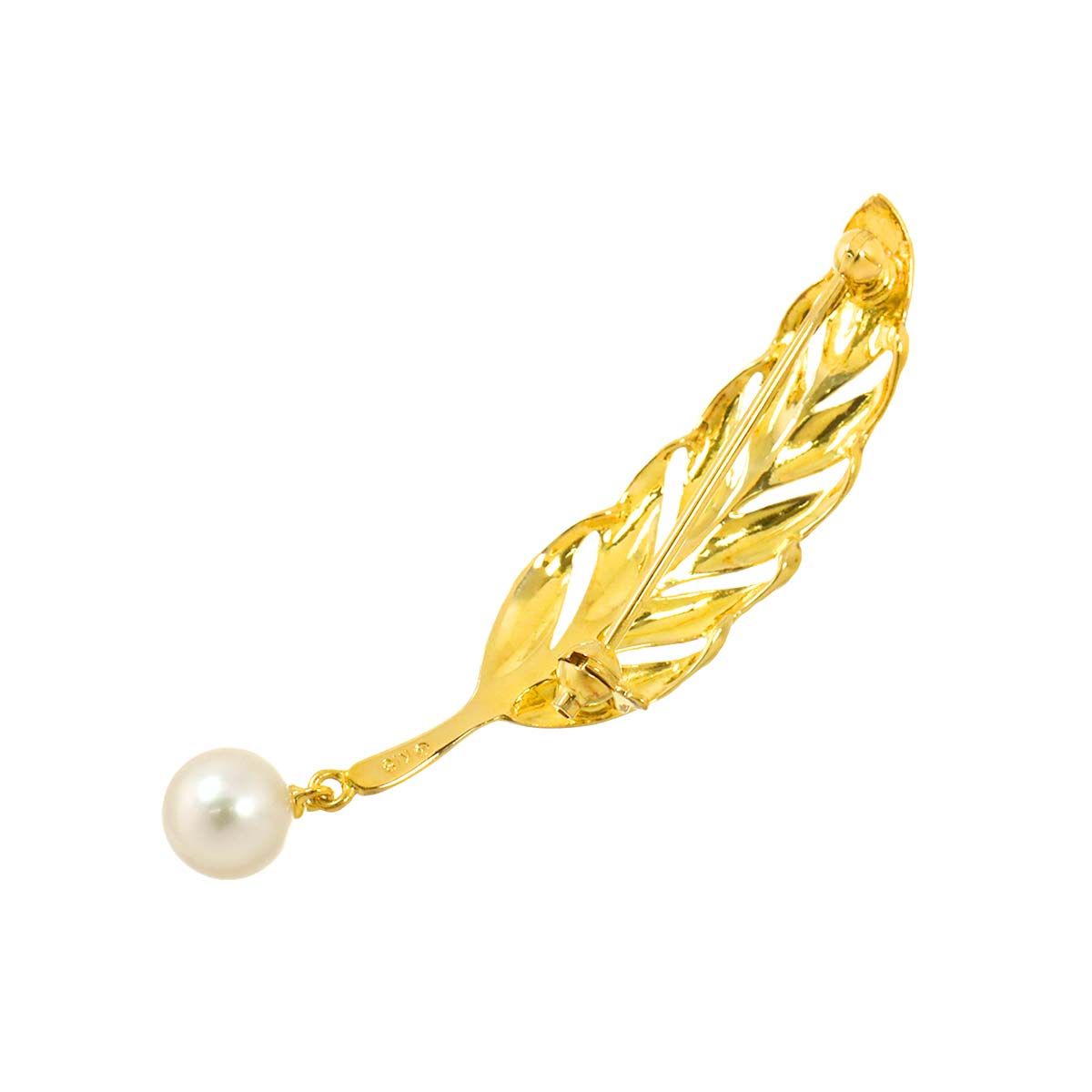 ミキモト MIKIMOTO アコヤ真珠 7.0mm ブローチ K18 YG イエロー