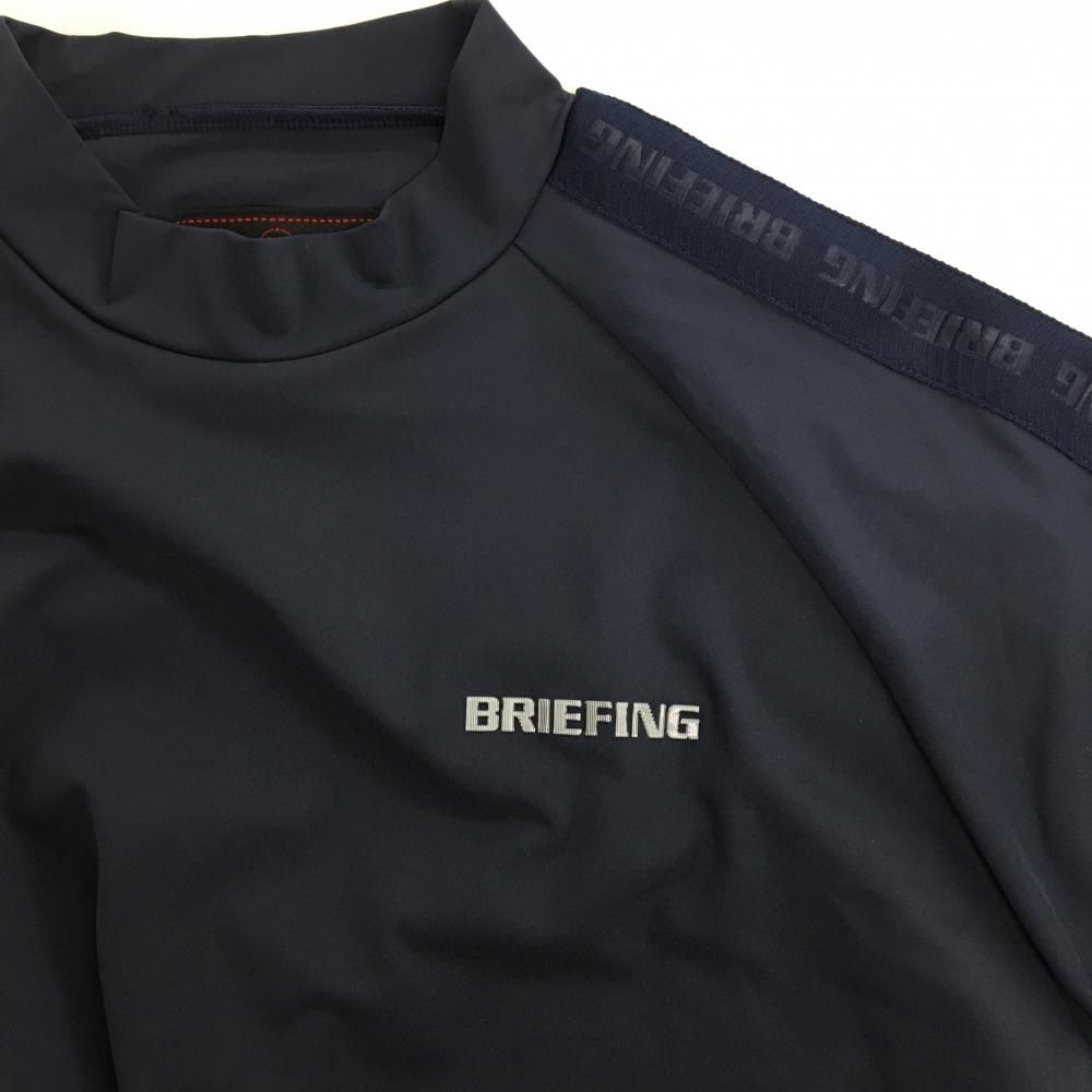 超美品】ブリーフィング 長袖ハイネックシャツ ネイビー 袖ロゴ