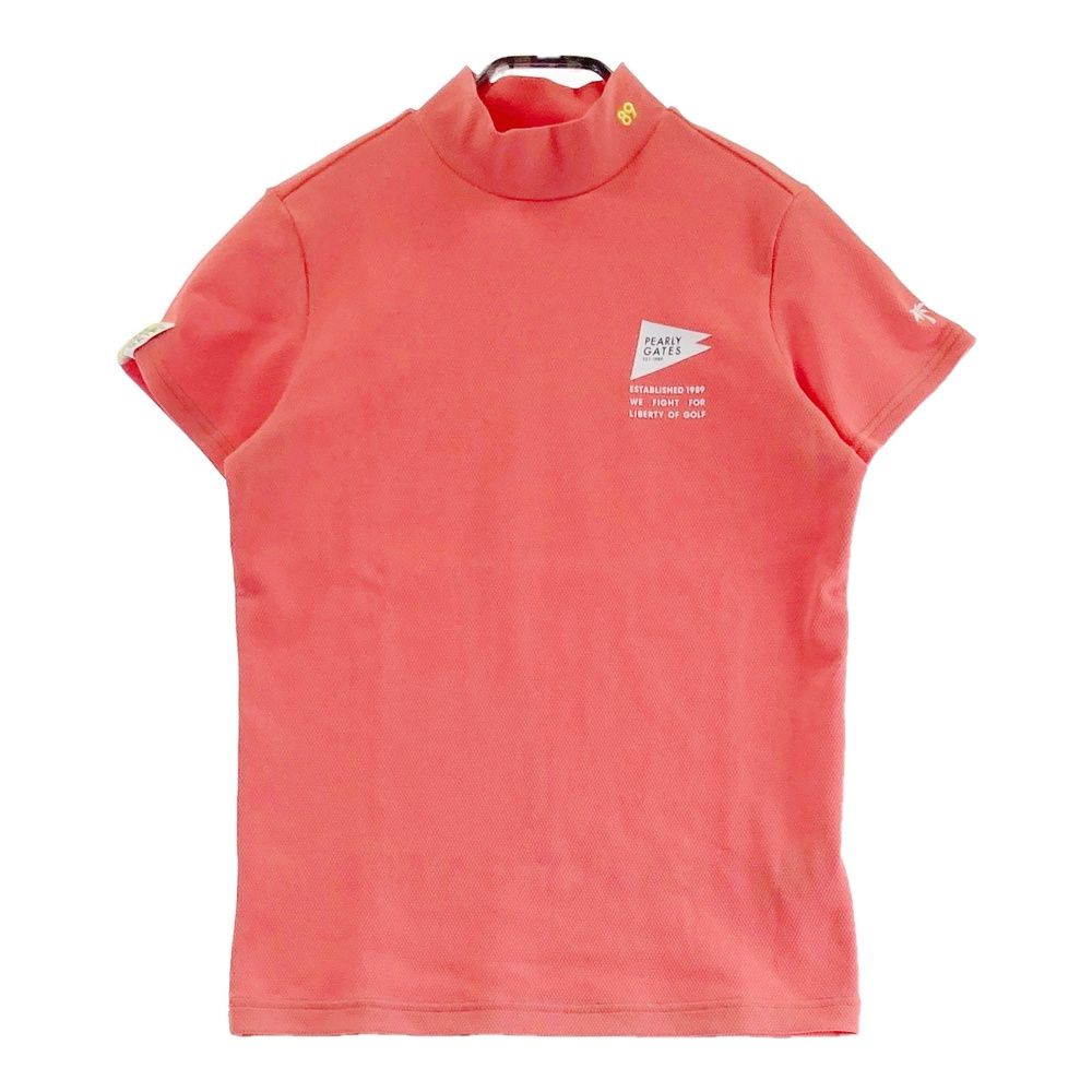 サイズ：1 PEARLY GATES パーリーゲイツ 2023年モデル ハイネック 半袖Tシャツ  オレンジ系 [240101499741] ゴルフウェア レディース ストスト サイズ：1 PEARLY GATES パーリーゲイツ 2023年モデル