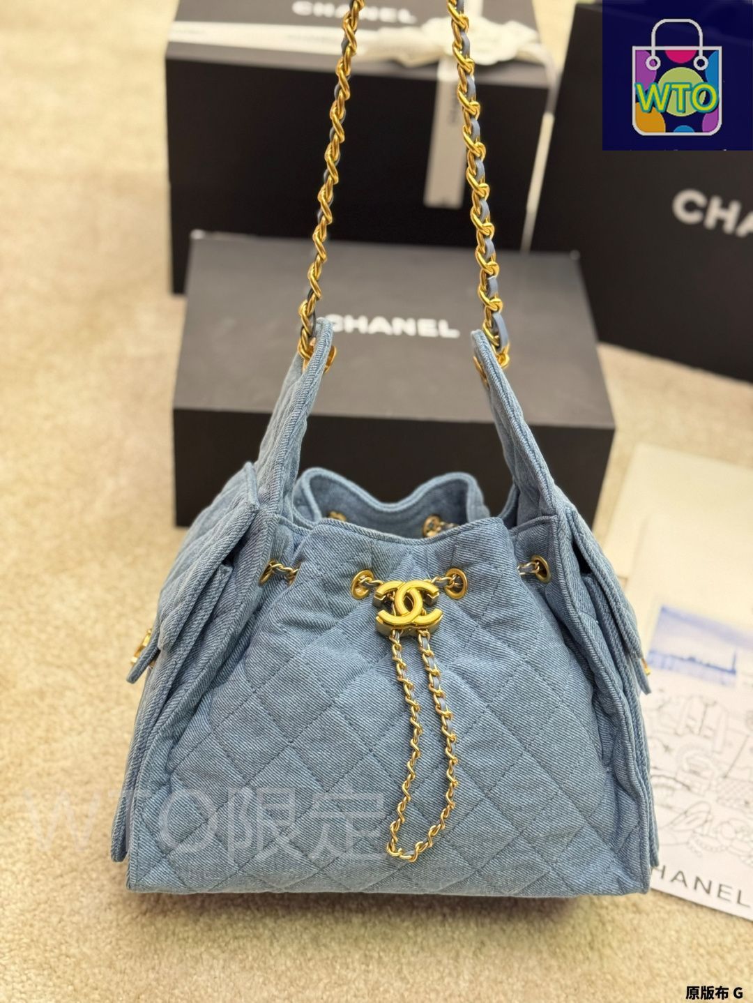 今日WTO】Chanel Denim Embroidered Tote Bag シャネル デニム