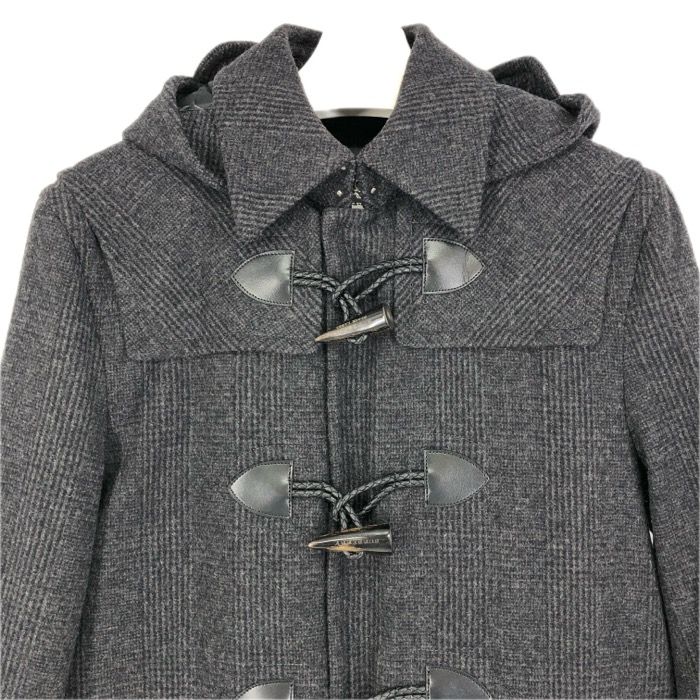 BURBERRY BLACK LABEL バーバリーブラックレーベル ダッフルコート 中綿入り フード付き グレンチェック柄 BMC81-309-07 ウール×カシミヤ ブラック Mサイズ メンズ