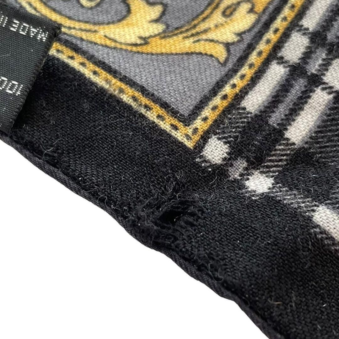 VERSACE ヴェルサーチ ストール グレー レオパード 豹柄 ウール シルク VERSACE ヴェルサーチ ストール グレー レオパード 豹柄 ウール