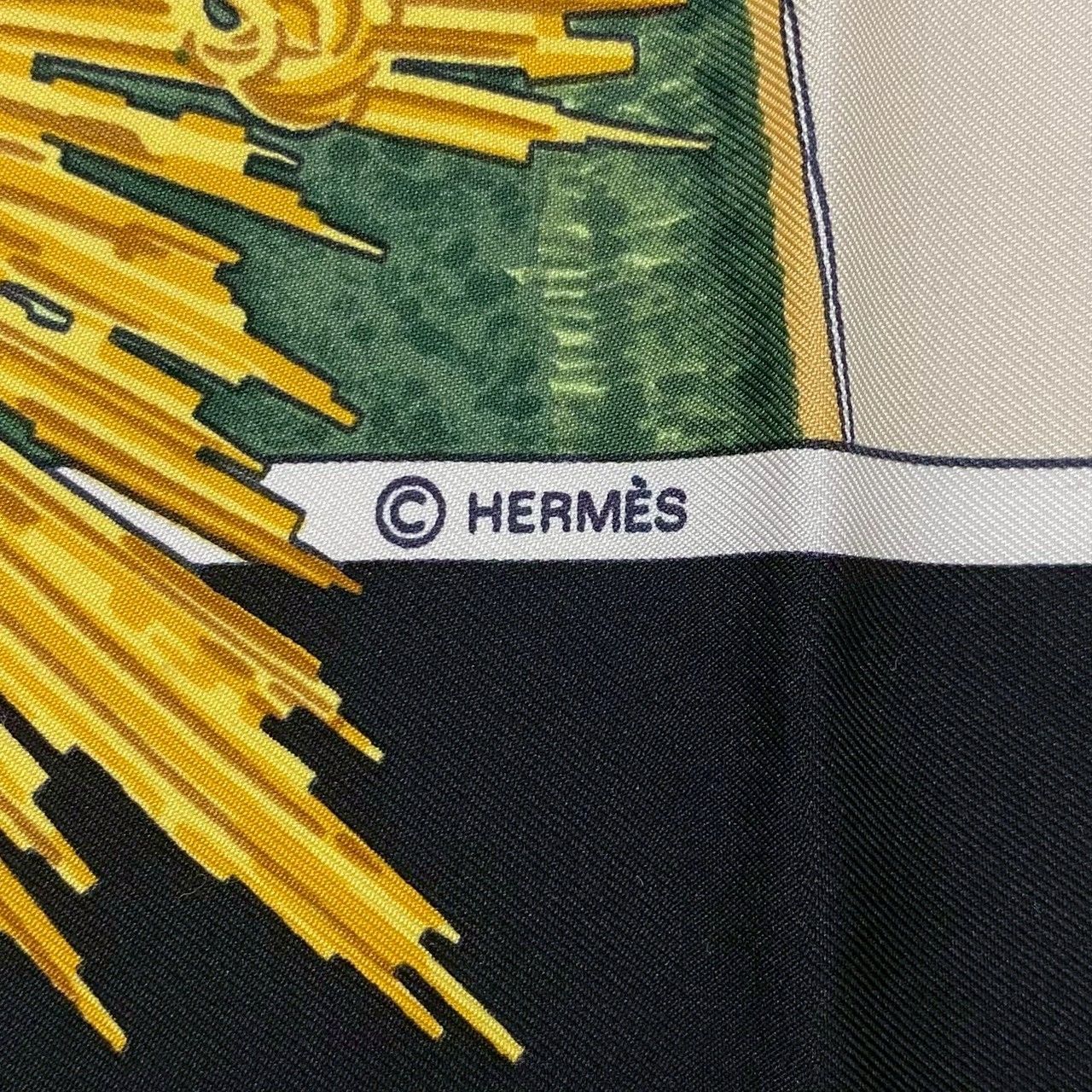 HERMES】カレ90 サンスーシ宮殿 スカーフ SILK/シルク 100% ブラック 