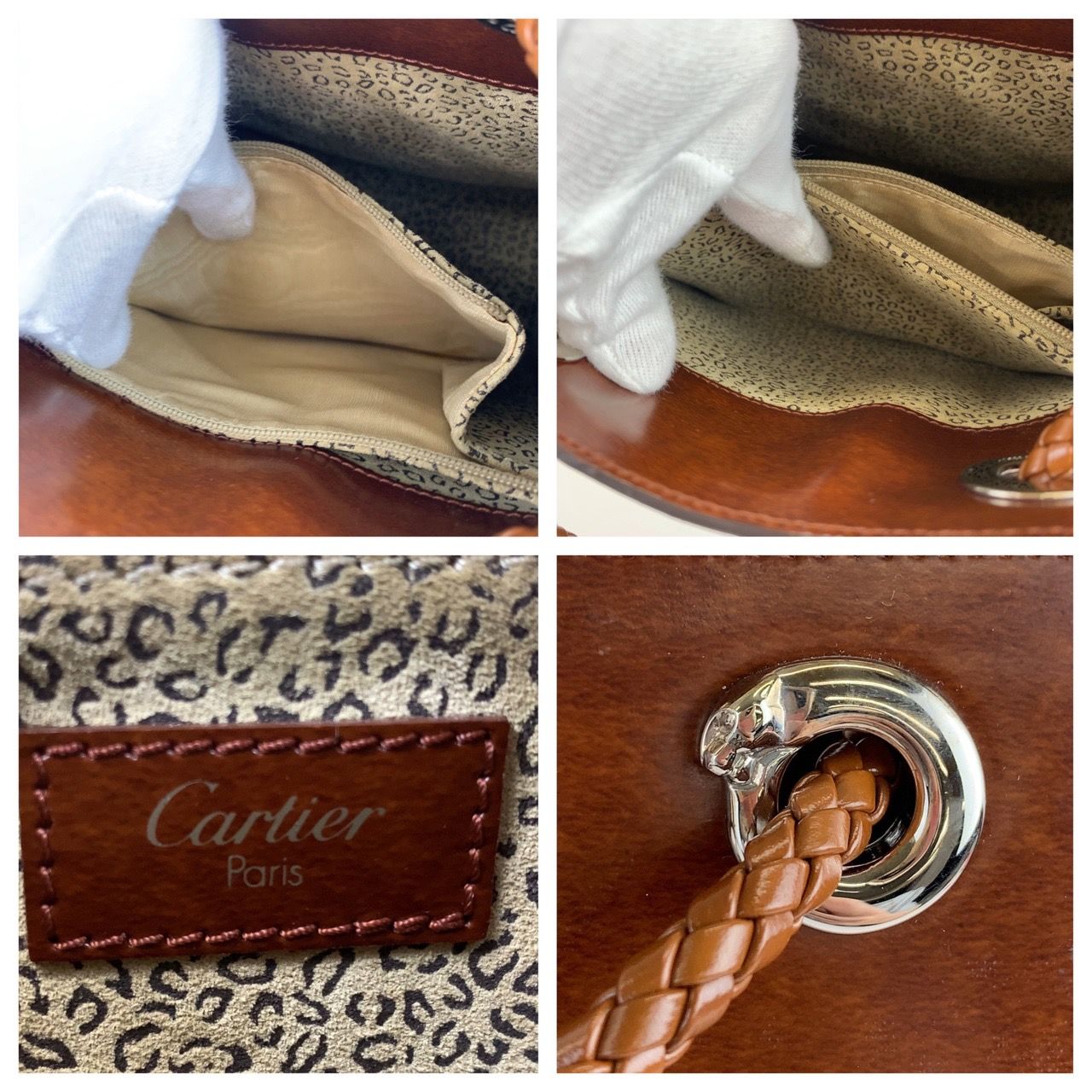 美品 CARTIER カルティエ パンテール パンサー ブラウン 茶 シルバー金具 レザー ショルダーバッグ 肩掛け レディース 402280  【中古】【中古】