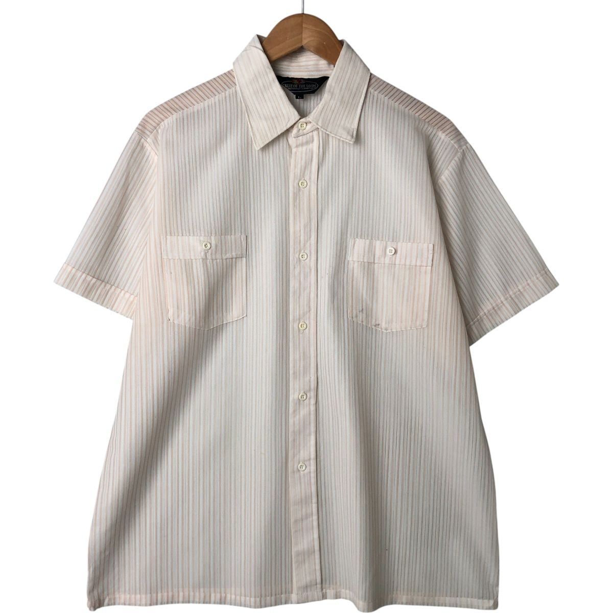 古着 70年代 フルーツオブザルーム FRUIT OF THE LOOM 半袖 ストライプシャツ ボックスシャツ メンズL相当 ヴィンテージ|eaa551602