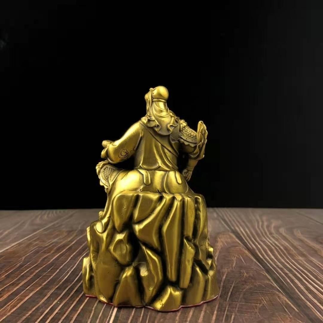 三国志 関羽像 置物 オブジェ 金色 ゴールド 黄金 幸運 長寿 縁起物 魔