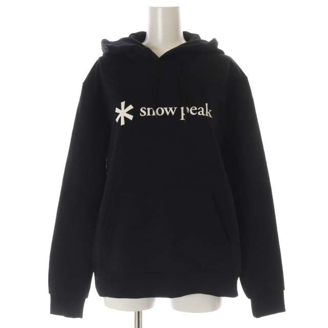 スノーピーク snow peak ロゴプリント フーディ パーカー 長袖 プルオーバー S 黒 ブラック /SY ■OS
