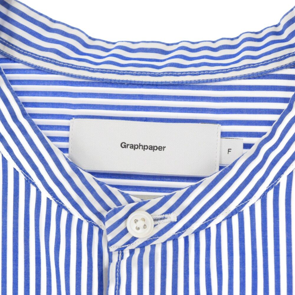 Graphpaper (グラフペーパー) 22SS Stripe Band Collar Shirt GM222