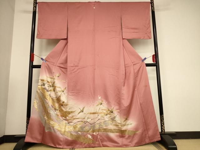 平和屋着物□豪華色留袖 風景花鳥文 暈し染め 金銀彩 正絹