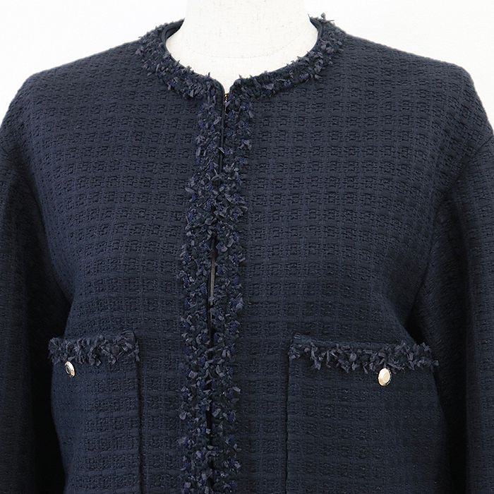 新品同様】Drawer ドゥロワー ジャケット ツイード ノーカラー