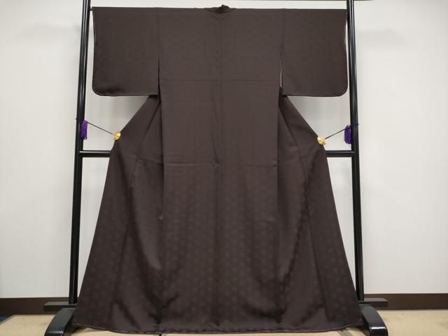 平和屋着物 上 撫松庵 色無地 草花地紋 鉄黒色地 洗える着物 CYAA3338s5