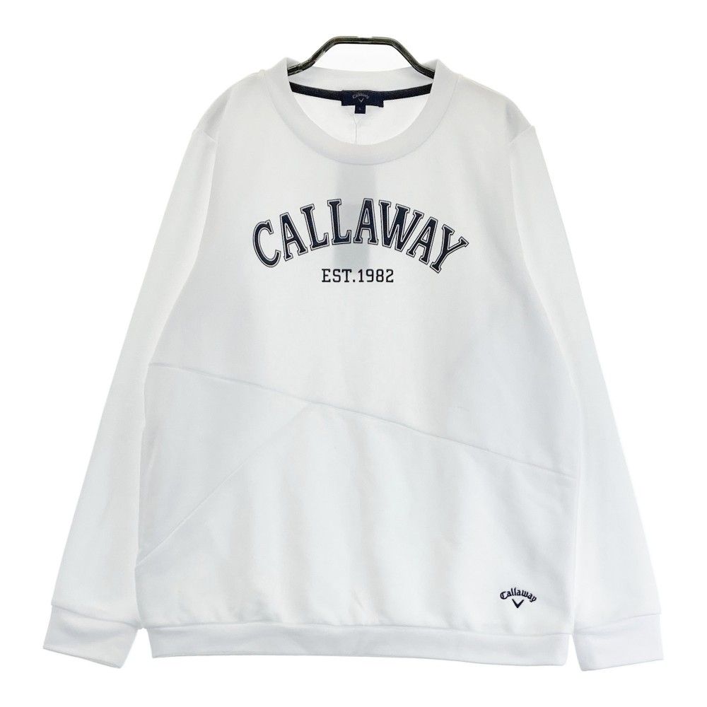 サイズ：L CALLAWAY キャロウェイ  フロントロゴ クルーネック長袖Tシャツ  ホワイト系 [240101415263] ゴルフウェア レディース ストスト サイズ：L CALLAWAY キャロウェイ フロントロゴ クルーネック