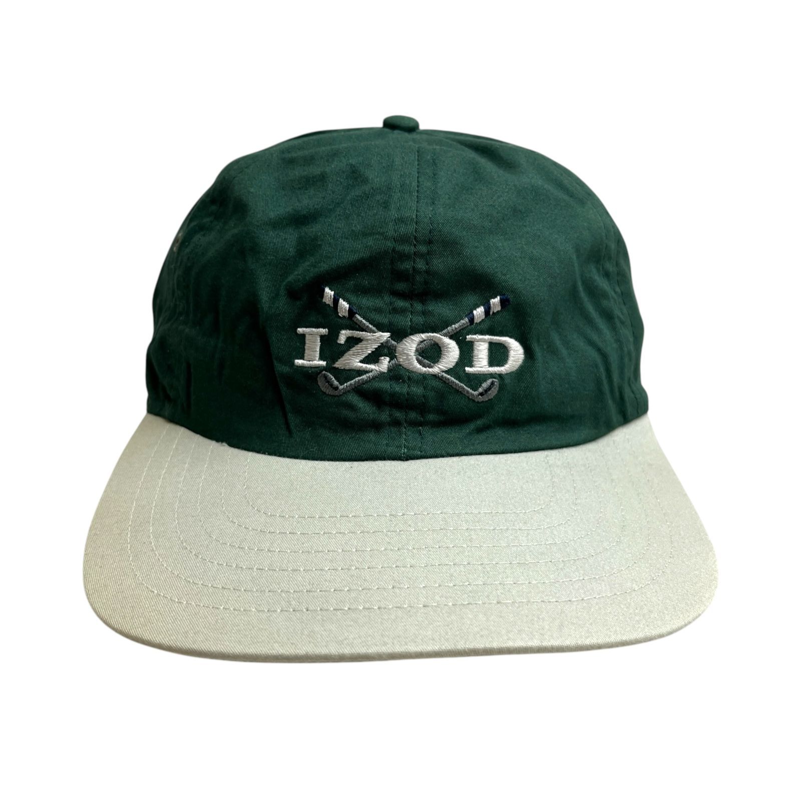 【キャップ/帽子】IZOD (アイゾッド) ビンテージ キャップ 刺繍ロゴ ツートンカラー ダークグリーン 緑
