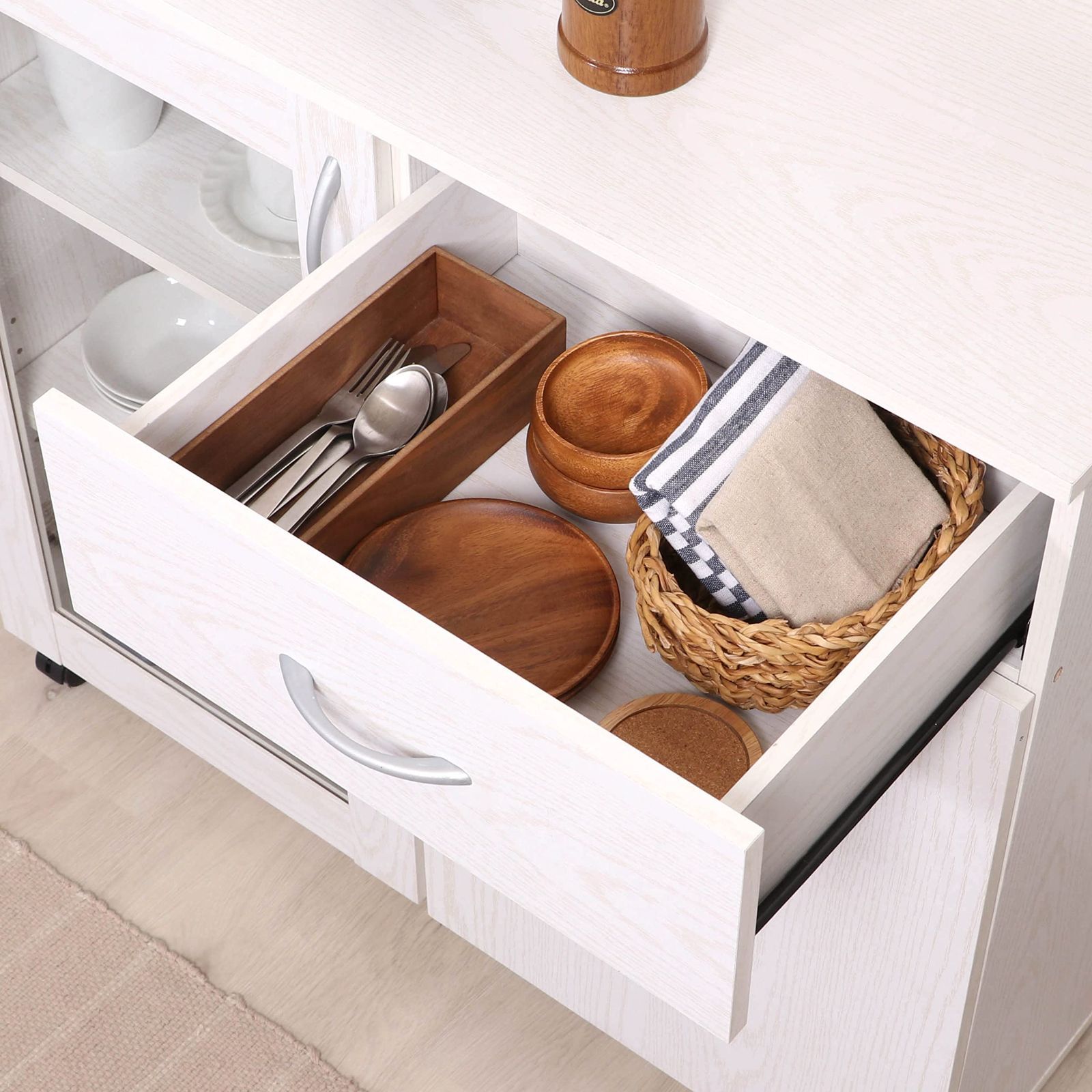 さ 大人気』86962 キャスター付き 木目調 ホワイト オーク 幅90