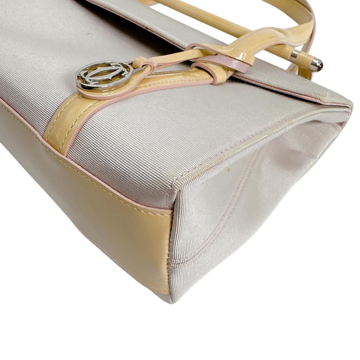 カルティエ ハンドバッグ カボション ハンドバッグ CARTIER ベージュ