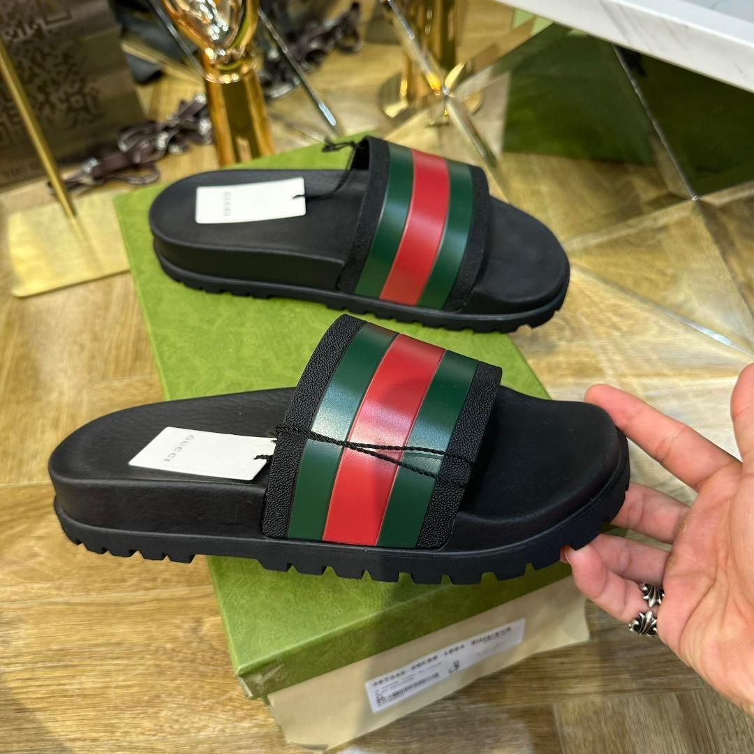 グッチ 265H GUCCI ウェブ スライド サンダル メンズ 25.5cm - Makt