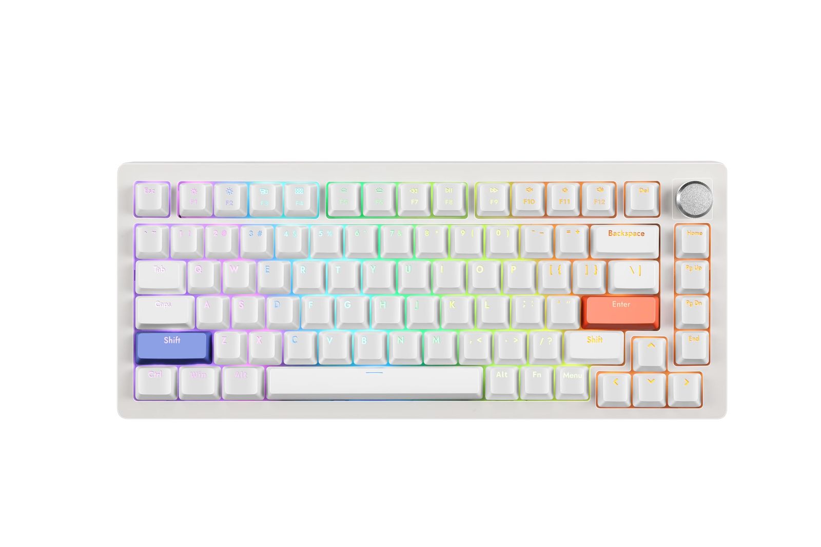 DrunkDeer A75 ラピッドトリガー キーボード メカニカル TKL ゲーミング 磁気スイッチ RGB 有線 USB コンパクト 82キー ノブ付き ゴースト防止 こぼれ防止 ホワイト