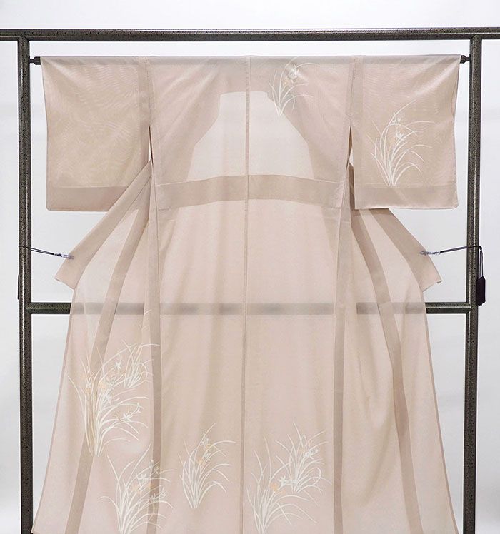 夏物 絽訪問着 未使用 正絹 流水草花 身丈157cm 裄丈64.5cm 夏用 訪問