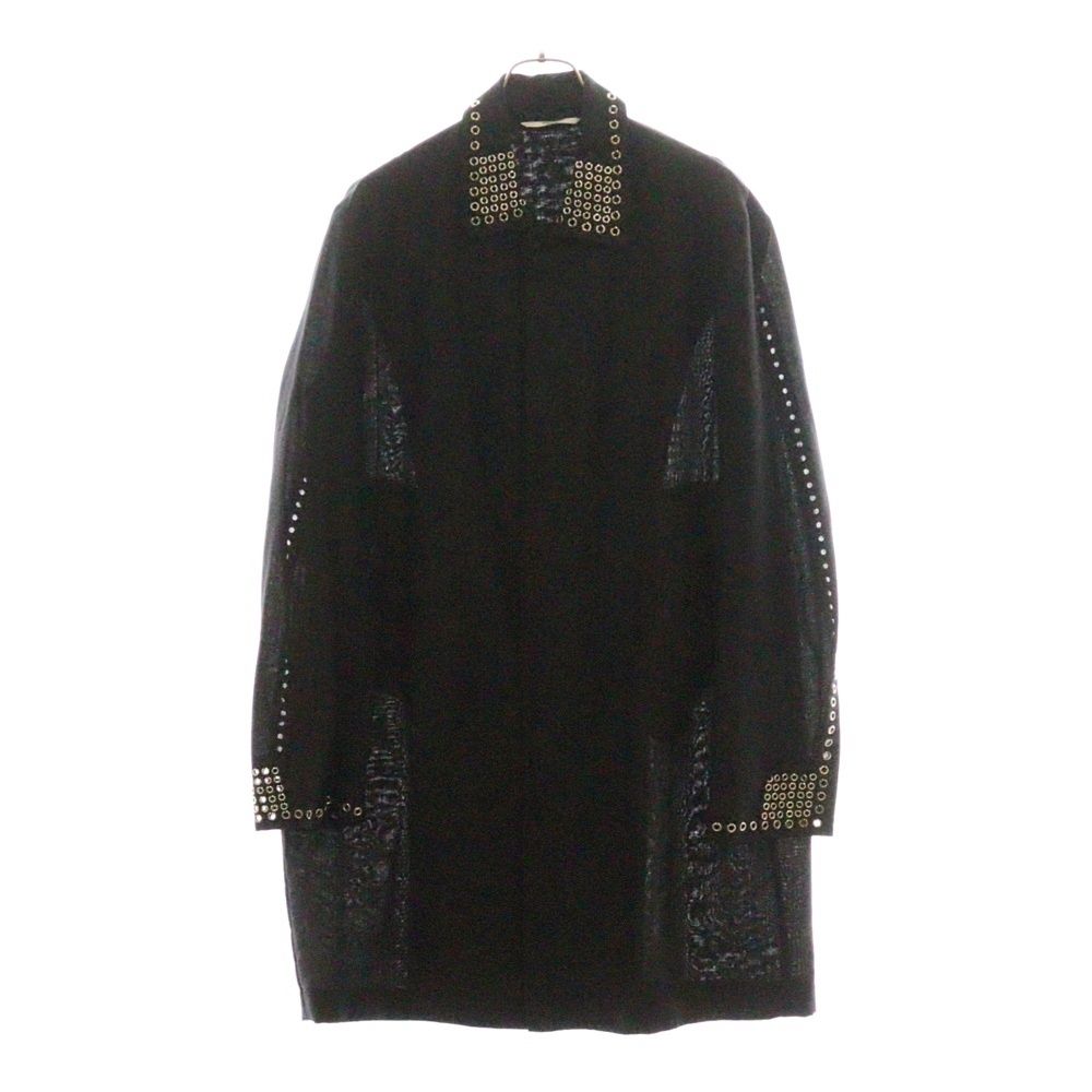 VALENTINO ヴァレンチノ 17SS アイレット装飾 モヘアウール ステン コート ブラック MV0CA0L049F