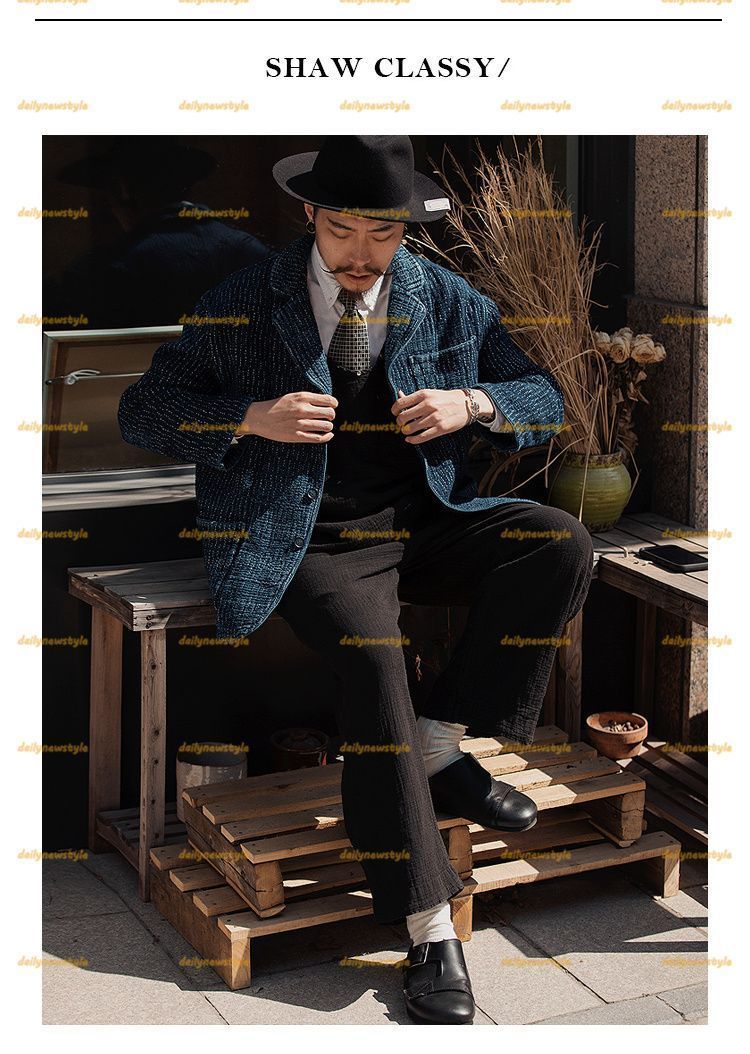 稀少 オリジナル古着秋冬水洗スーツレトロ仕立て古着コート男