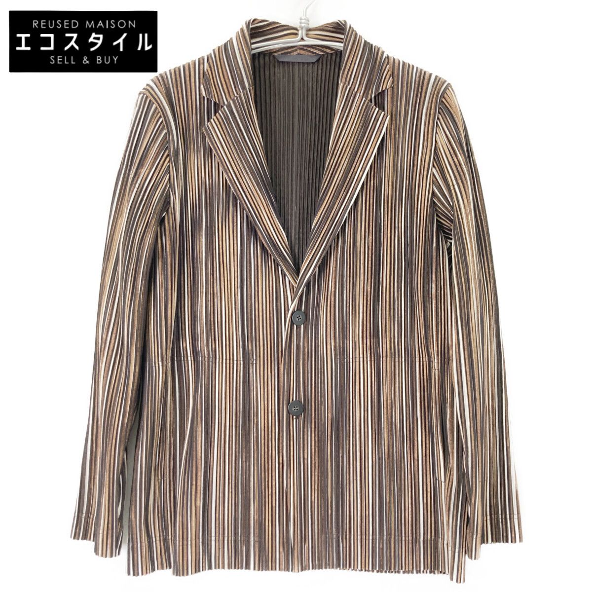 HOMME PLISSE ISSEY MIYAKE オムプリッセ イッセイミヤケ ﾌﾞﾗｳﾝ 総柄 HP71JD140 ｼﾞｬｹｯﾄ 3