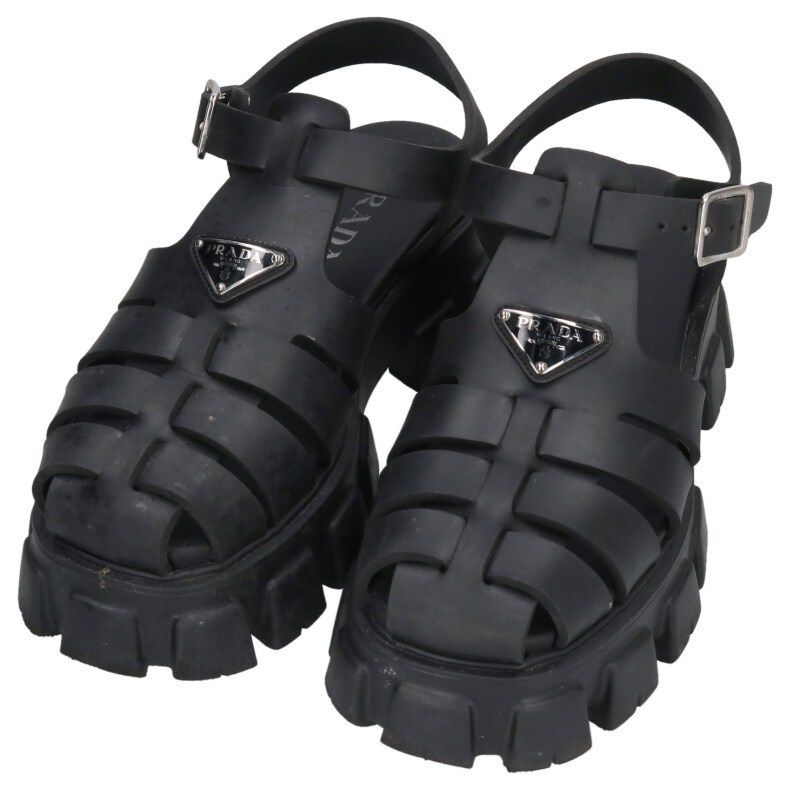 プラダ モノリスラバー三角ロゴプレートサンダル メンズ WWW_NOITHATQUANGTHANH_NET