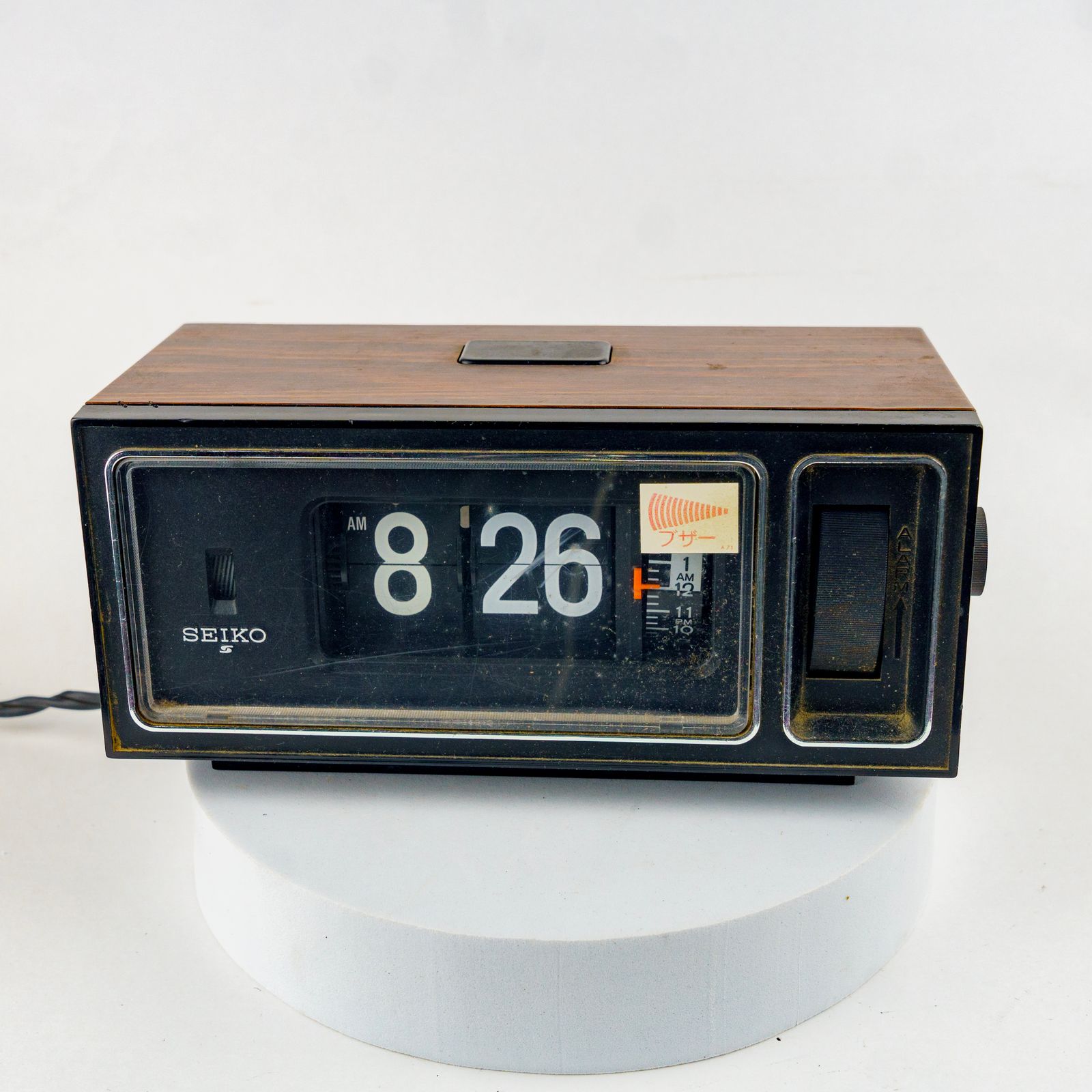 セイコー フリップクロック アラーム DP674 ウッディーボディ スペースエイジ 1980年代 クォーツ ユニセックス ボックス入り 1254