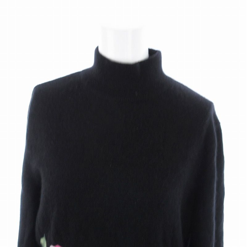 T61◯ LEONARD レオナール 長袖トップス ブラック ハイネック T61◯ LEONARD レオナール 長袖トップス ブラック ハイネック