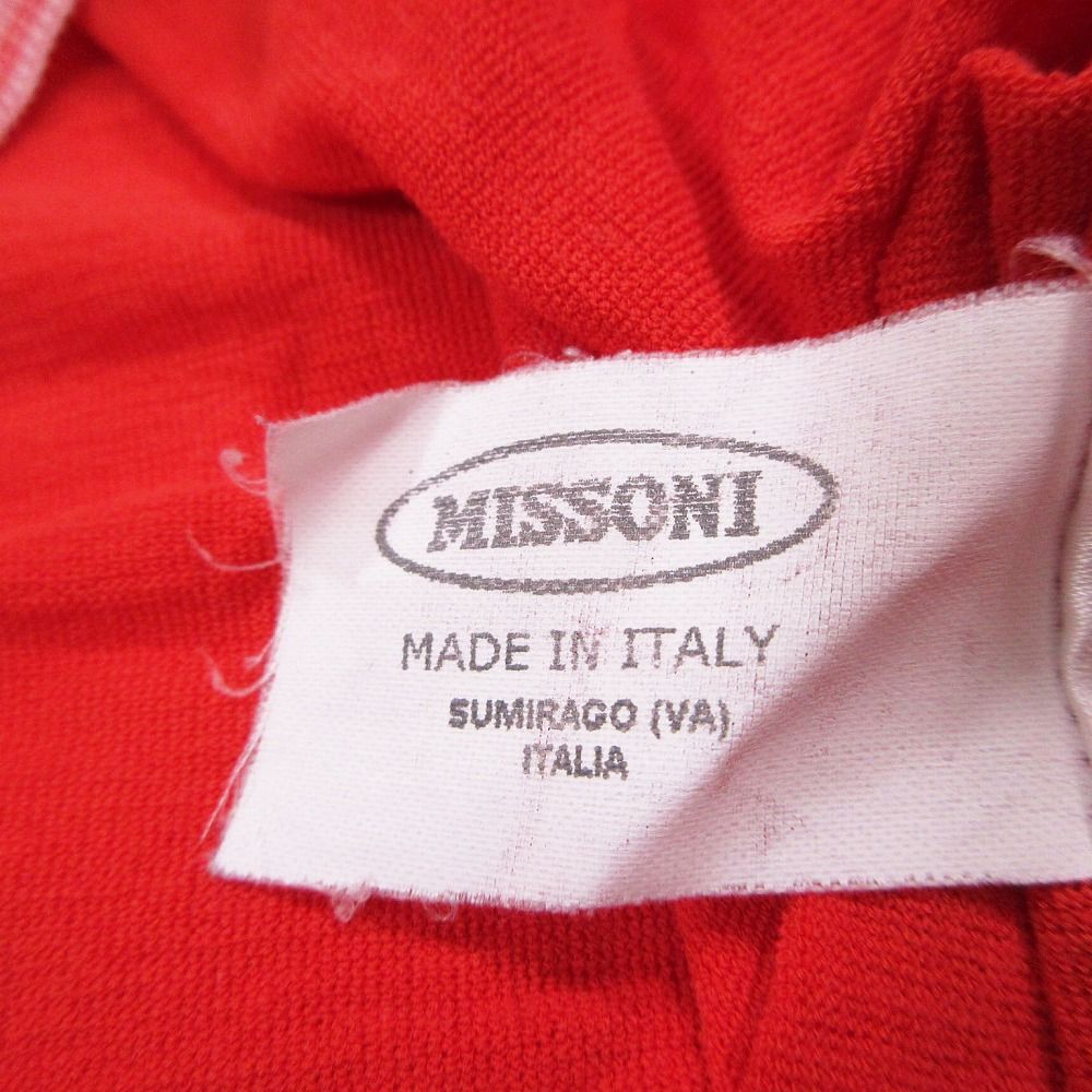MISSONI ミッソーニ ボーダー ドルマン Tシャツ カットソー ストレッチ トップス 大きいサイズ 48 XL オレンジ レディース 【中古】 MISSONI ミッソーニ ボーダー ドルマン Tシャツ カットソー