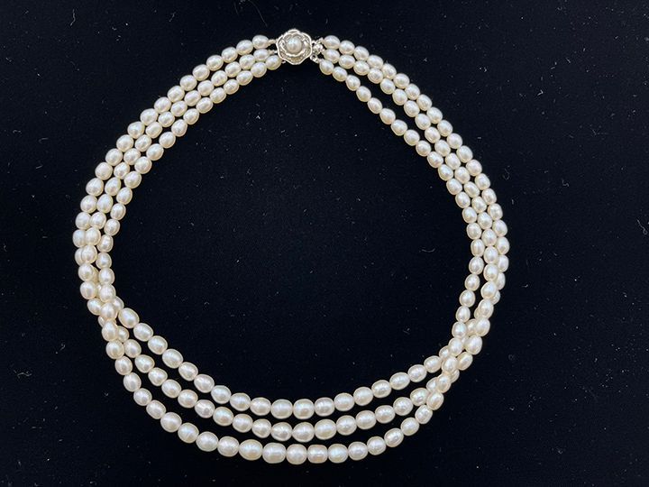 淡水パール ３連チョーカー ネックレス⑤