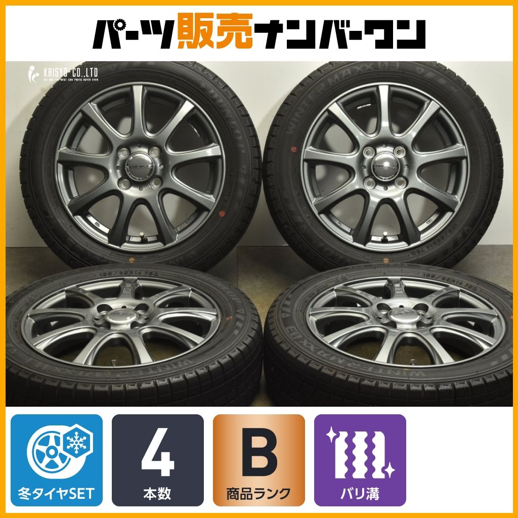 バリ溝 WM03 DUFACT 14in 4.5J 45 PCD100 ダンロップ ウィンターマックス 03 155|65R14 N-BOX WGN スペーシア ワゴンR デイズ タント