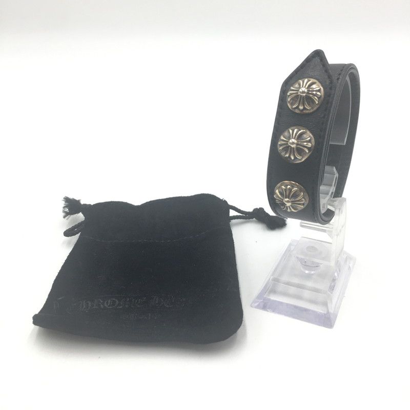 CHROME HEARTS クロムハーツ 3BTN 2SNP クロスボール 3ボタン 2スナップ レザー ブレスレット アクセサリー 190-250607-kk-02-tei