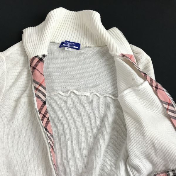 BURBERRY BLUE LABEL ダウンジャケット ホワイト BURBERRY (バーバリー) フード着脱可 ロゴプリント フルジップ