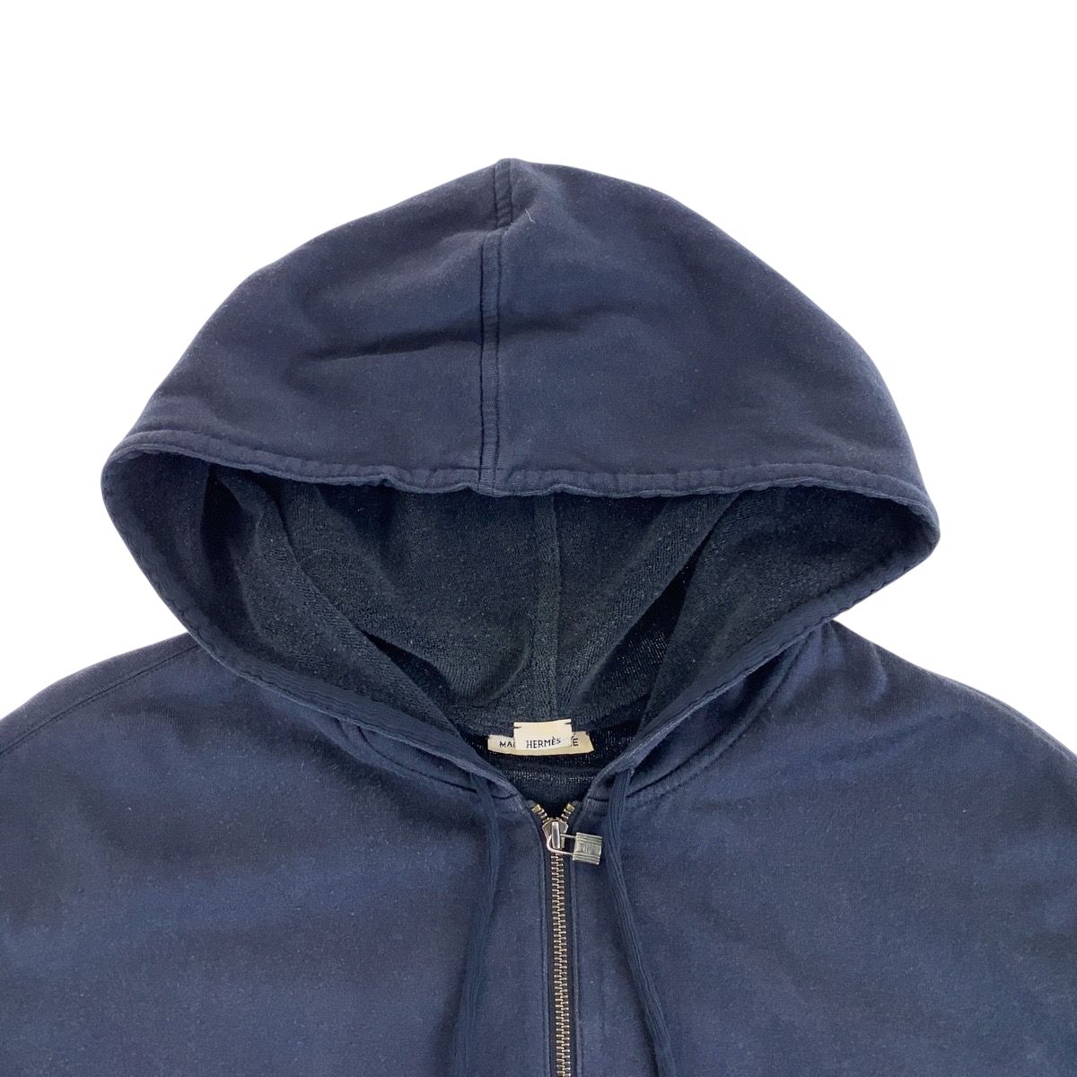 HERMES エルメス サイズ38 ネイビー シルバー金具 コットン/シルク ジップアップ パーカー 男女兼用 レディース 503441 HERMES エルメス サイズ38 ネイビー シルバー金具 コットン