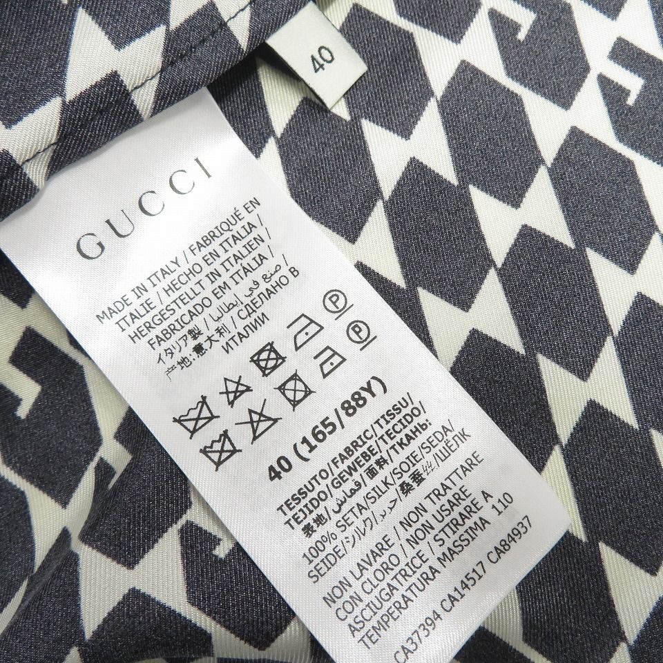 グッチ GUCCI シルクサテン ボウタイ ブラウス Gプリント 840515