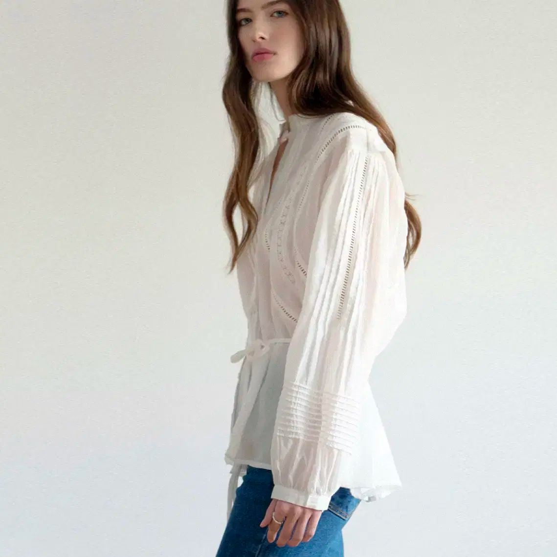  シャドラマ chat de lama レースブラウス フリーサイズ 長袖 シャツ ブラウス