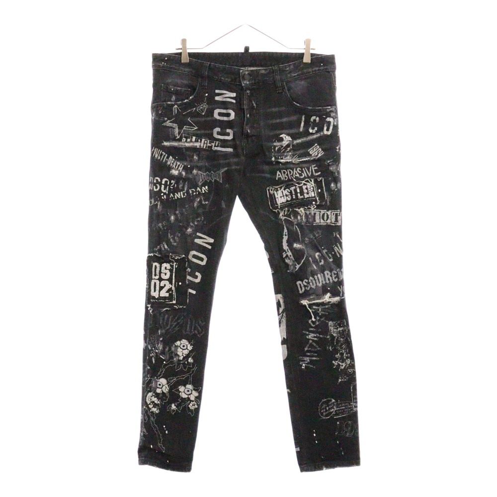 DSQUARED2 ディースクエアード Skater Jean S79LA0014 S30400 スケータージーンズ ダメージ加工 ストレッチスキニーデニムパンツ ブラック